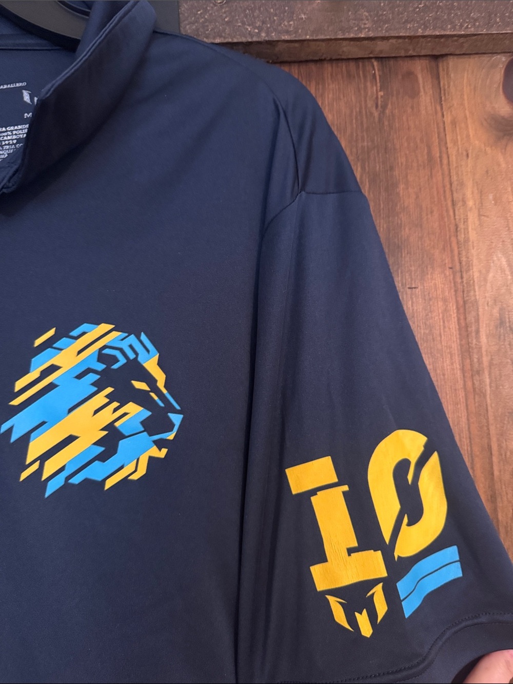 Men's Navy Performance Polo with Lionel Messi logo - Picture 5 of 5